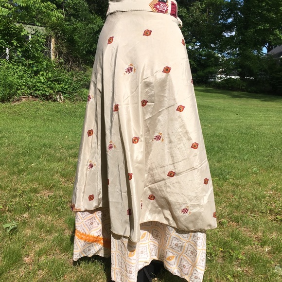 Saltwater and Pine Dresses & Skirts - OOAK Silk Reversible Wrap Vintage Sari Fabric Maxi